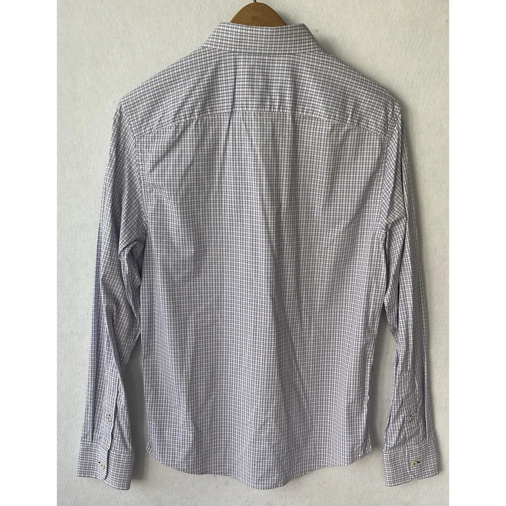 UNTUCKIt Long Sleeve Performance Shirt Blue Plaid Mens M